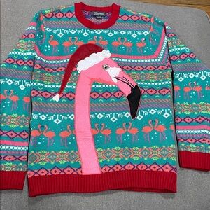 33Degrees Flamingo Christmas Holiday Sweater -  Med